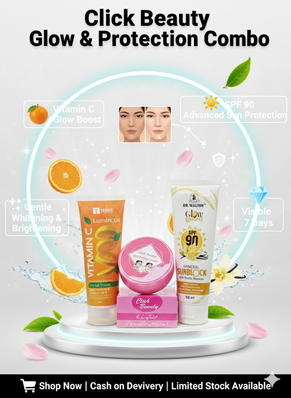 Whitening Cream,  Vitamin C Facial Foam, Sunblock SPF 90   Combo